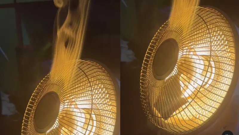 ▲電暖器使用要小心，近日有女網友使用電暖器，卻意外遇到燃燒，畫面十分觸目驚心。（圖／翻攝threads）