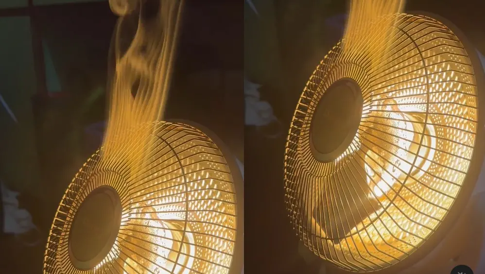 ▲電暖器使用要小心，近日有女網友使用電暖器，卻意外遇到燃燒，畫面十分觸目驚心。（圖／翻攝threads）