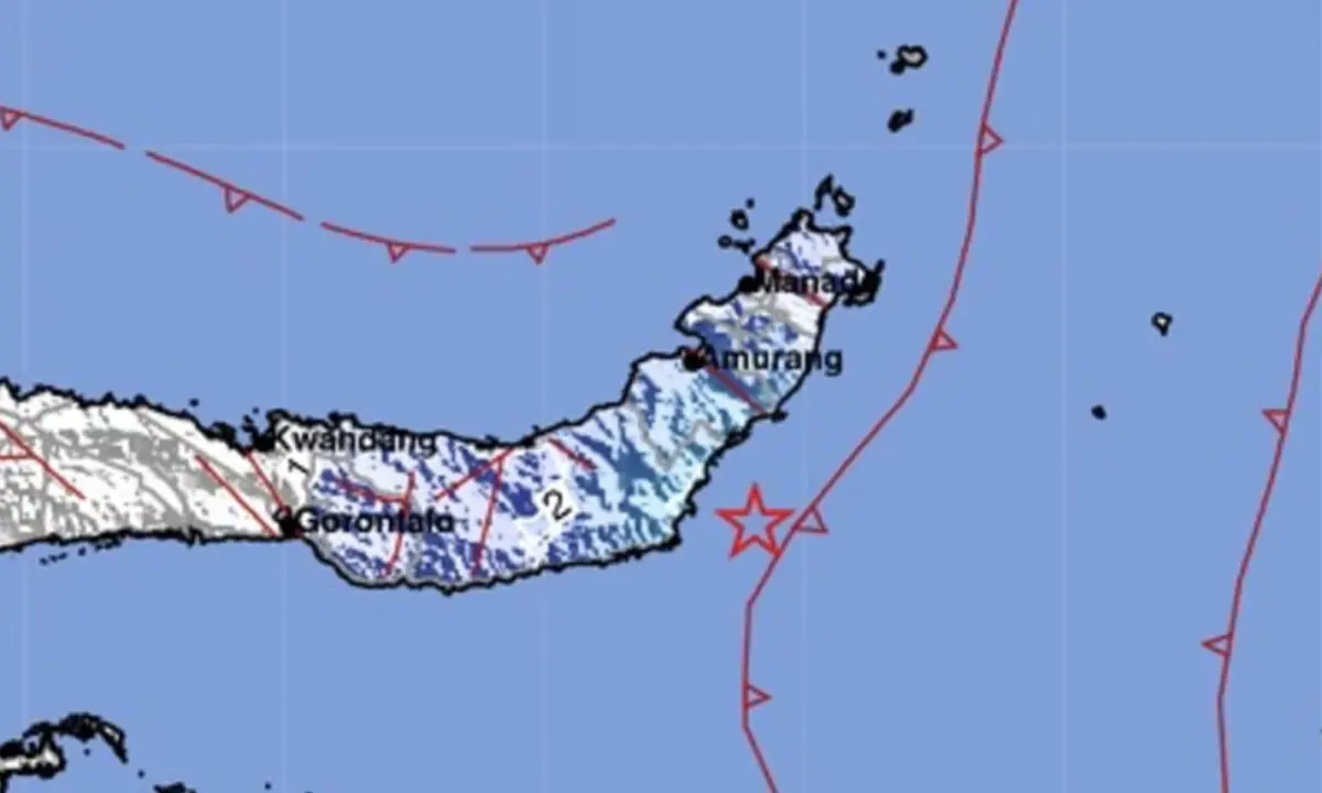 ▲印尼外海在今（26）日早上發生五場地震。（圖／翻攝自印尼地質研究局）