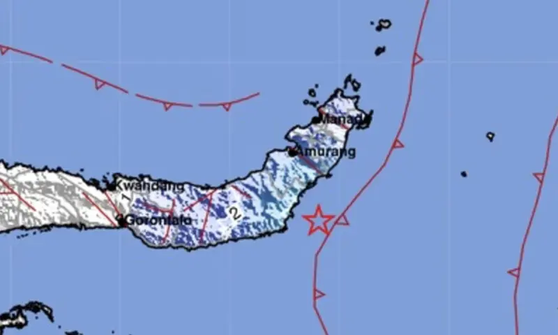 ▲印尼外海在今（26）日早上發生五場地震。（圖／翻攝自印尼地質研究局）