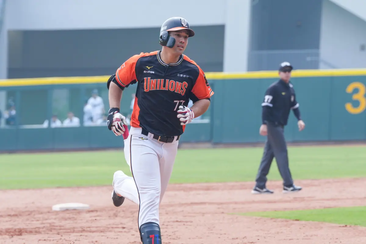 ▲林安可在與NC恐龍的交流賽中敲出全壘打。（圖／統一獅提供）