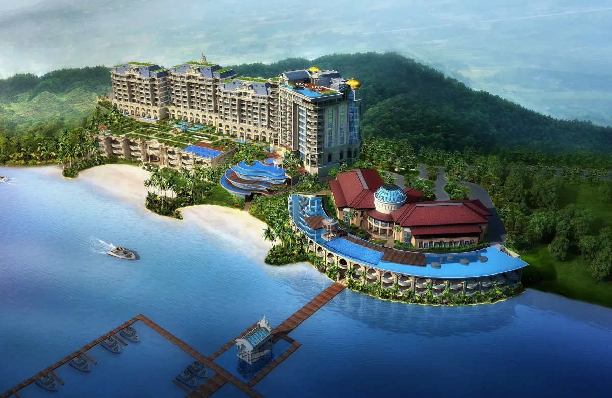 ▲雀客國際將在菲律賓開設新度假村「蘇比克雀客國際酒店」，預計最快今年11月首波開幕，此為日間3D渲染示意圖。（圖／雀客國際提供）