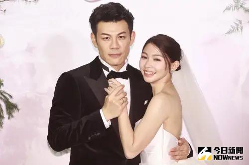 ▲陳志強（左）、曾智希（右）結婚典禮上大曬恩愛。（圖／記者葉政勳攝 , 2025.02.27)