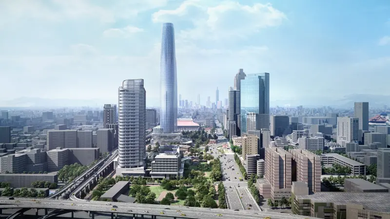 ▲300億「E1E2公辦都更案」、700億「C1D1台北雙星」、278億「中華郵政雙塔」，加上機場捷運等4大開發案，打造「西區門戶計畫」千億「線形商業軸線」(圖為西區門戶計畫。（圖／台北郵局公辦都市更新案）