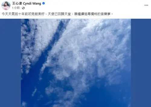 王心凌哀悼方大同:天使回歸天堂。(圖/王心凌臉書) ▲王心凌哀悼方大同:天使回歸天堂。(圖/王心凌臉書)