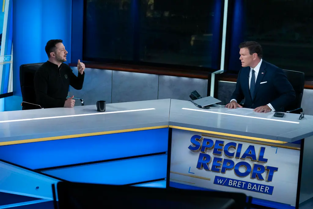 ▲烏克蘭總統澤倫斯基在白宮與川普、范斯會晤鬧爭執後，前往錄製福斯新聞電視節目專訪。（圖／美聯社／達志影像）