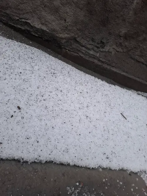 ▲4日下午開始台中高山地區不斷降下冰雹,包含梨山、武嶺亭地都因此變成雪白世界。(圖/讀者提供) ▲4日下午開始台中高山地區不斷降下冰雹,包含梨山、武嶺亭地都因此變成雪白世界。(圖/讀者提供)