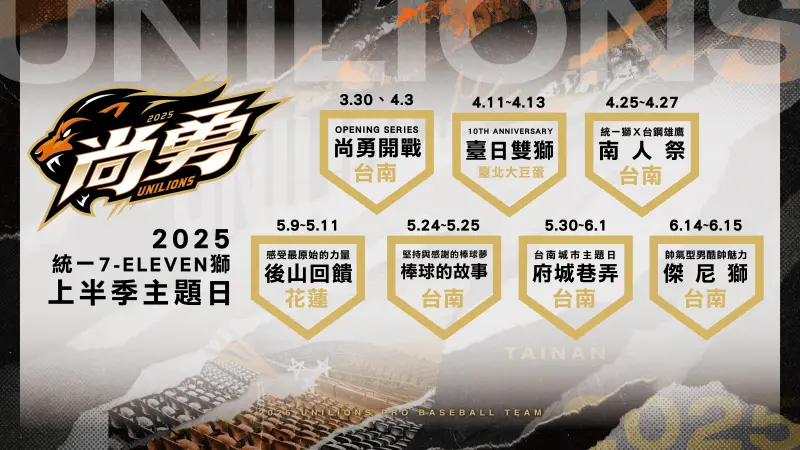 ▲統一獅新賽季上半季主題日公布。（圖／統一獅提供）