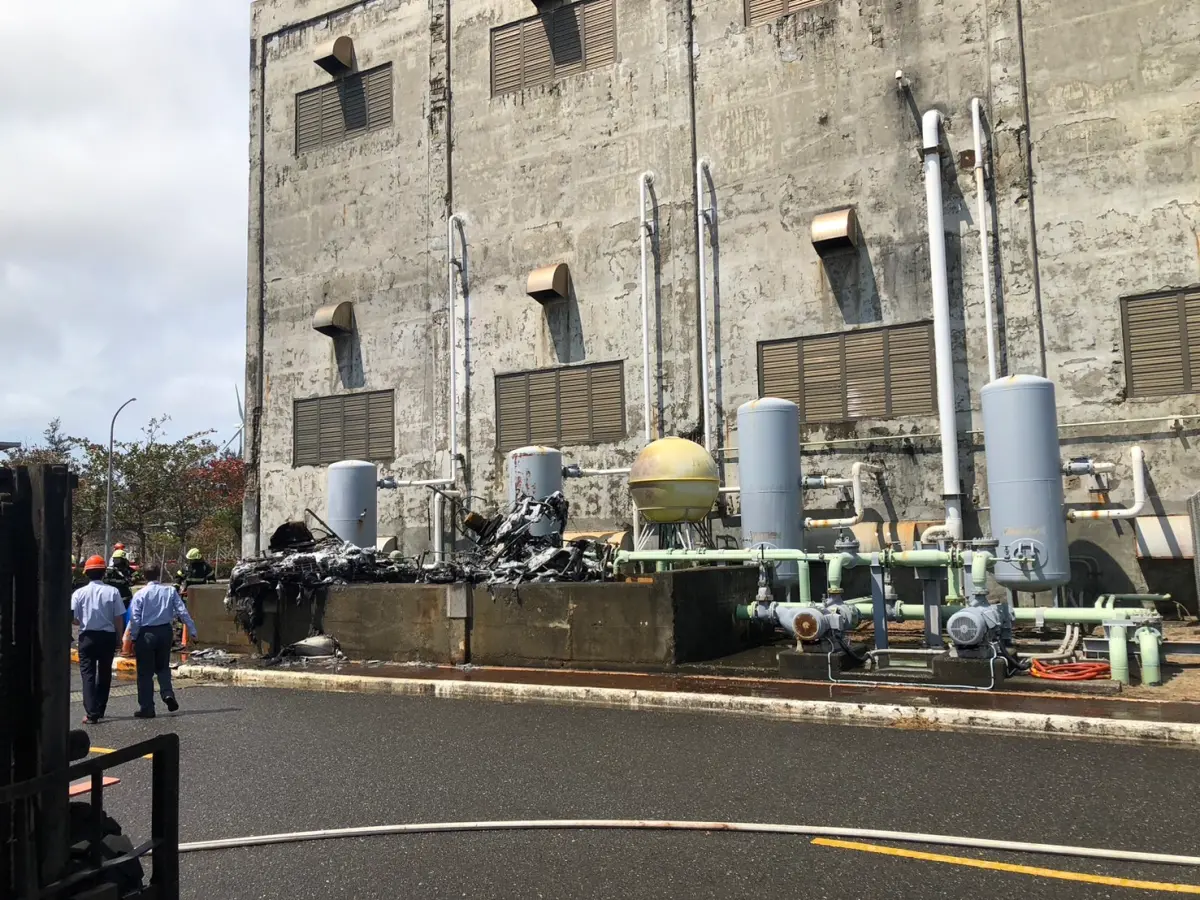 ▲台電屏東恆春鎮第三核能發電廠驚傳火警，現在現場實況，黑煙已消散。（圖／台電提供）