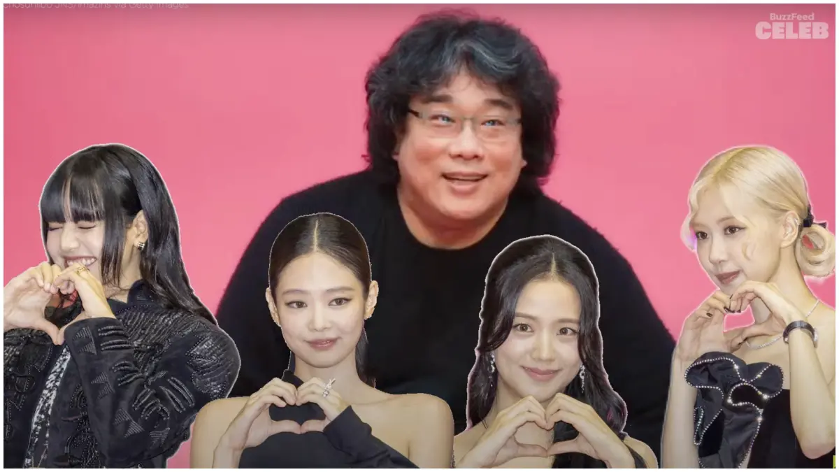 ▲《寄生上流》奉俊昊日前因在採訪中提到喜歡的女團是BLACKPINK，而喜歡的成員是「Rosé、Jisoo、Jennie...所有人」，唯獨沒有提及Lisa的回答，讓他遭到許多Lisa粉絲出征，表示這是對Lisa的種族歧視。（圖／翻攝至BuzzFeed Celeb YouTube）