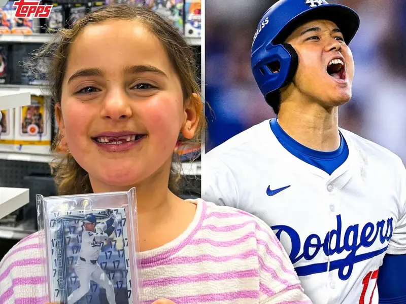 ▲一位小球迷在掉了兩顆門牙後，竟然在球員包裝中找到了一張僅限量17張的MLB洛杉磯道奇隊日籍球星大谷翔平特別版本球員卡。（圖／翻攝自TOPPS IG）
