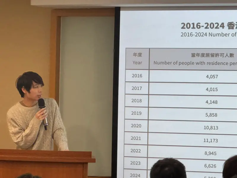 ▲香港邊城青年秘書長馮詔天，出席NOWnews跨世代論壇《漂泊到台灣難生根？港人的移民與就業挑戰》座談會分享來台居留的經驗。（圖／記者陳偉周攝）