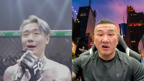 ▲金鋼刀(左)在《拳願》上嗆聲館長陳之漢(右),對此館長表示認同,直言自己活到45歲找不到出路,所以靠A片賺錢。(圖/館長惡名昭彰 YouTube) ▲金鋼刀(左)在《拳願》上嗆聲館長陳之漢(右),對此館長表示認同,直言自己活到45歲找不到出路,所以靠A片賺錢。(圖/館長惡名昭彰 YouTube)