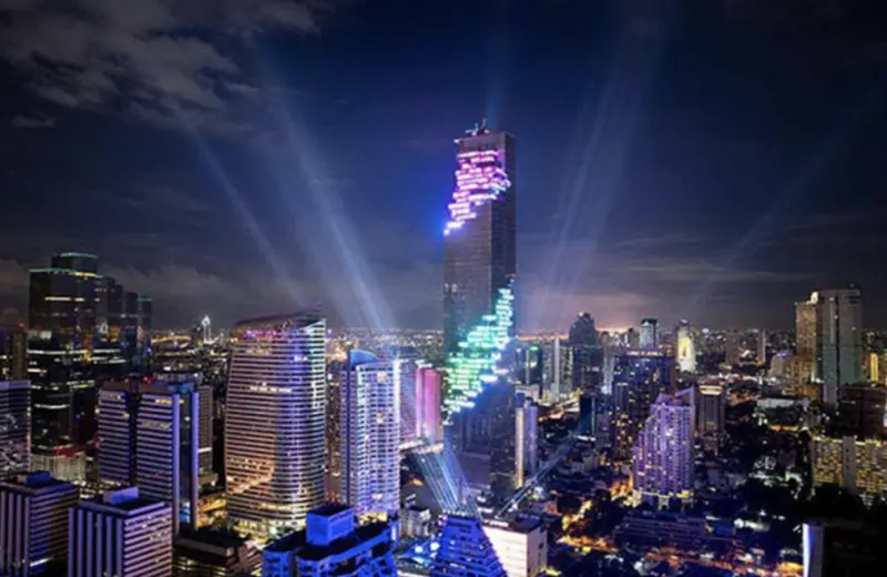 ▲緬甸大地震造成死傷慘重，泰國房地產專家給予民眾置產建議。圖為曼谷市中心的商業區Silom。（圖／翻攝自X）