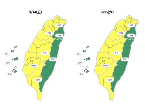 東北風環境下,迎風面擴散條件比較好,中南部污染物容易累積。(圖/環境部提供) ▲東北風環境下,迎風面擴散條件比較好,中南部污染物容易累積。(圖/環境部提供)