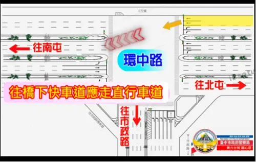 ▲如何左轉進入環中路快車道? 竟然不是左轉車道！(圖/記者鄧力軍翻攝)