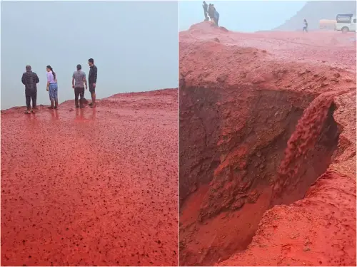 ▲伊朗南部的荷姆茲島出現「血雨」場景，畫面相當奇特。（圖／翻攝IG@hormoz_omid）