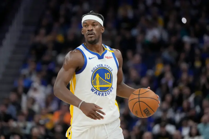 ▲近期，Jimmy Butler在接受專訪時，談及自己離開熱火的原因，以及加入勇士後的心境轉變。他加盟金州勇士後，球隊戰績大幅提升。（圖／美聯社／達志影像）