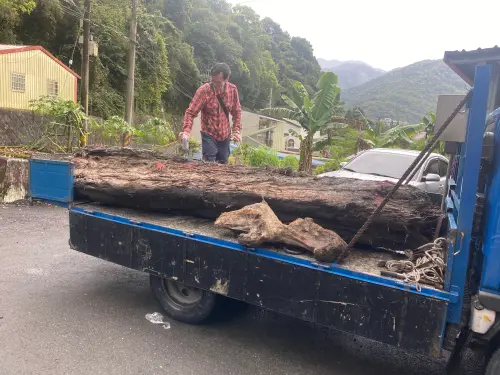 ▲宜蘭員警接獲情資，疑似有山老鼠盜取蘭陽溪漂流木，果真在大同鄉樂水村發現嫌犯。（圖／宜蘭三星分局提供）