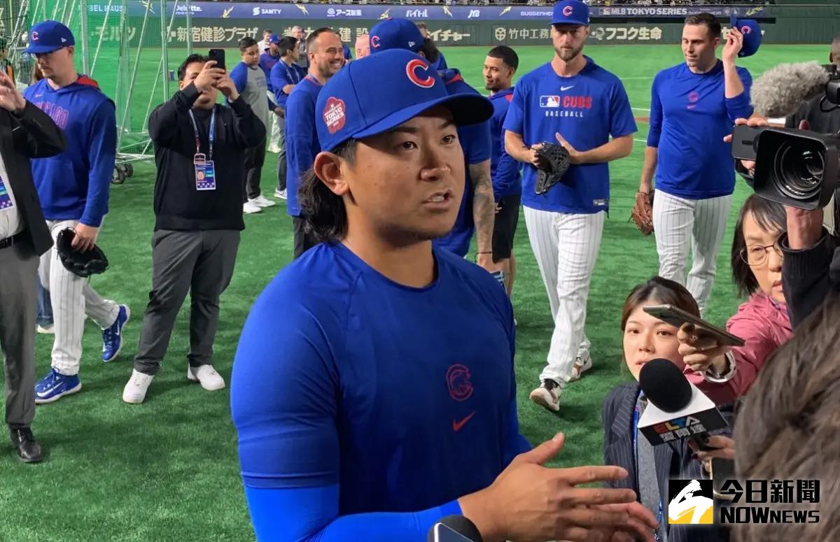 ▲芝加哥小熊隊日籍投手今永昇太接受媒體聯訪。（圖／記者陳柏翰攝）