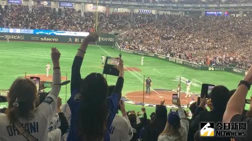 大谷翔平開轟後,東京巨蛋現場球迷歡聲雷動。(圖/記者陳柏翰攝) ▲大聯盟海外系列賽熱身賽,東京巨蛋湧入8萬多名球迷。(圖/記者陳柏翰攝)