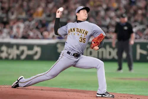 才木浩人用強大的直球與變化球壓制道奇打者,他主投5局送出7次三振,唯一被敲出的安打來自Max Muncy在5局上的右外野安打。(圖/美聯社/達志影像) ▲才木浩人用強大的直球與變化球壓制道奇打者,他主投5局送出7次三振,唯一被敲出的安打來自Max Muncy在5局上的右外野安打。(圖/美聯社/達志影像)