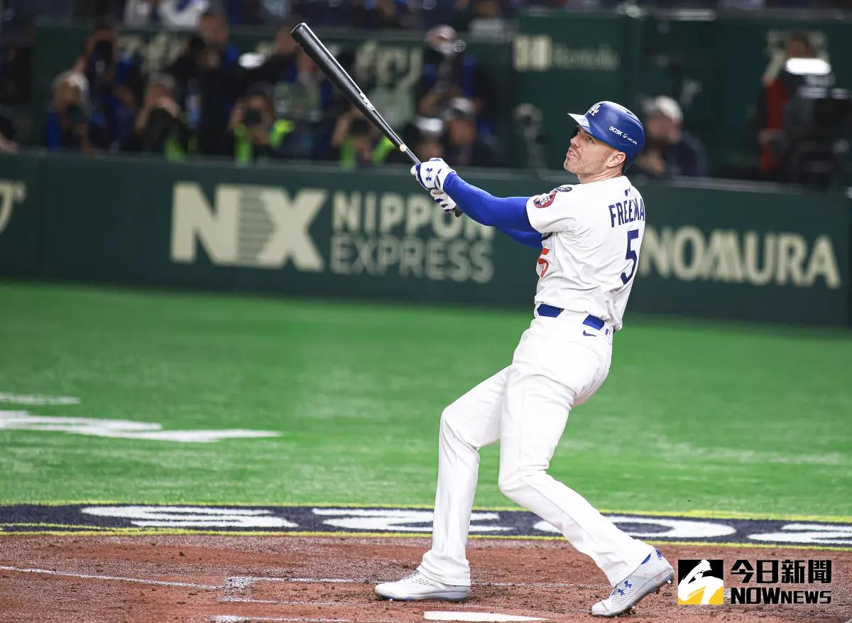 ▲美國職業棒球大聯盟（Major League Baseball）東京海外開幕戰昨（18）日在東京開打，但原定先發第三棒的Freddie Freeman卻在賽前一小時因傷臨時缺戰。不過據《洛杉磯時報》（Los Angeles Times）報導，他目前傷勢並不嚴重，第二場比賽有75%的機率復出。（圖／記者葉政勳攝）