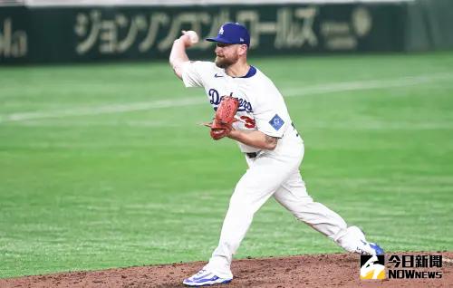 ▲洛杉磯道奇後援投手Kirby Yates。（圖／記者葉政勳攝）