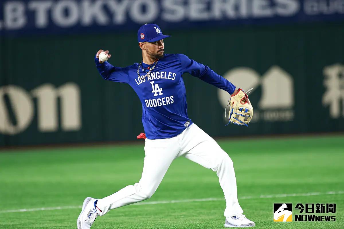 ▲洛杉磯道奇隊內野手Mookie Betts身體狀況好轉，已經能吃下一點固體食物，有望趕在28日美國主場開幕戰歸隊。（圖／記者葉政勳攝）