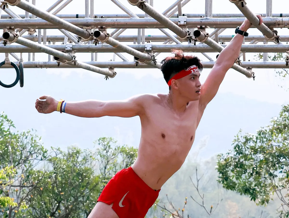 ▲「紅髮戰士」孫育彬受勢影響只獲台灣第二。(圖/斯巴達障礙跑提供)