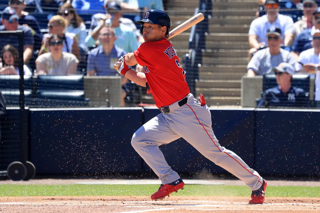 ▲波士頓紅襪今（19）日與紐約洋基交手，日籍強打吉田正尚在6局上炸裂春訓首轟，這發2分砲幫助紅襪追平比數。（圖／美聯社／達志影像）