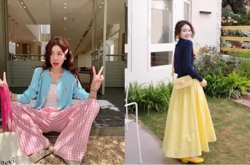 ▲多巴胺韓系套裝、亮黃高腰中長裙等，都是今年熱門款式。（圖／翻攝網路）