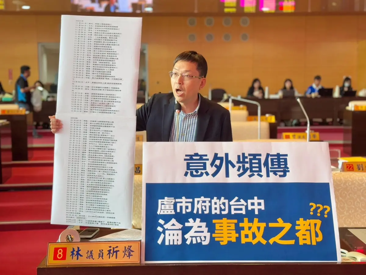 ▲議員林祈烽質疑，中市短短不到半年，人禍死亡人數近百人，淪為事故死亡之都？(圖／資料照片)