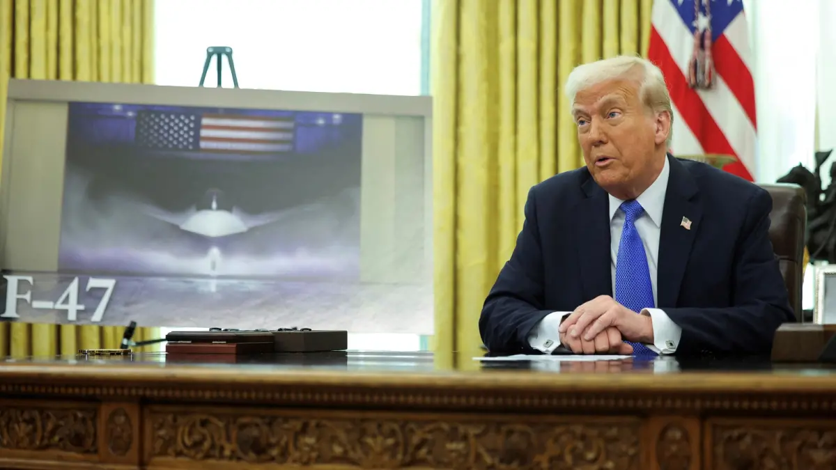▲川普宣布生產新一代戰機F-47，由波音獲得合約。（圖／美聯社／達志影像）