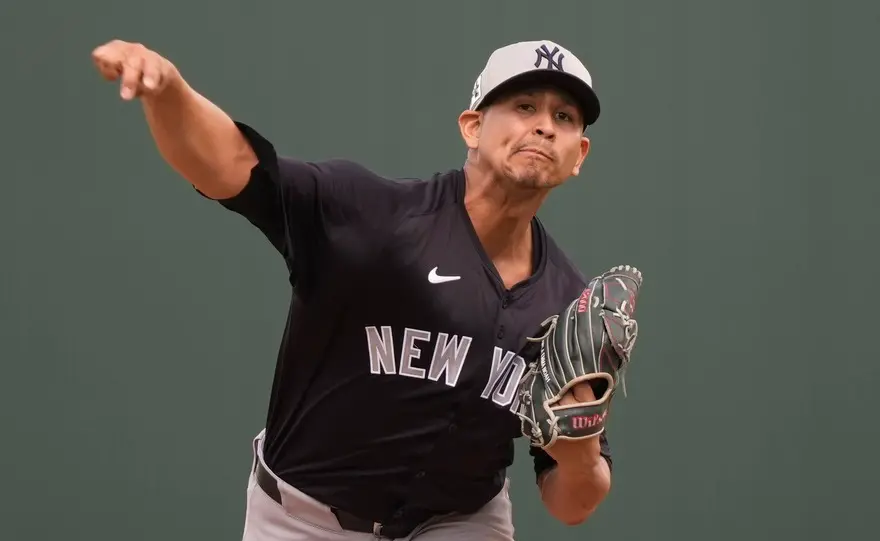 ▲ 紐約洋基Carlos Carrasco迎來2025年首場先發，前次後援登板主投2局失掉3分，防禦率13.50、WHIP高達2.500。（圖／美聯社／達志影像）