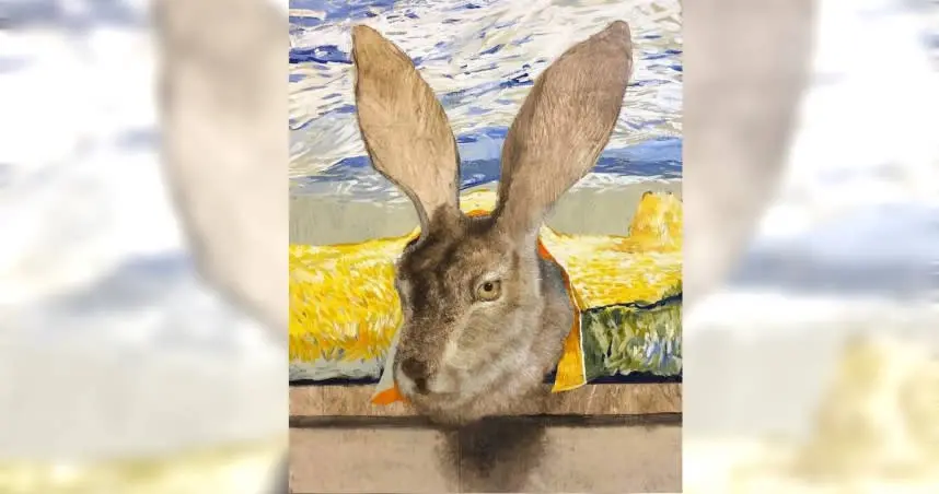 ▲已故知名畫家曹登閎的畫作在松菸展出，作品《兔子》卻於21日遭竊。（圖／翻攝自家屬曾登雄 Threads）