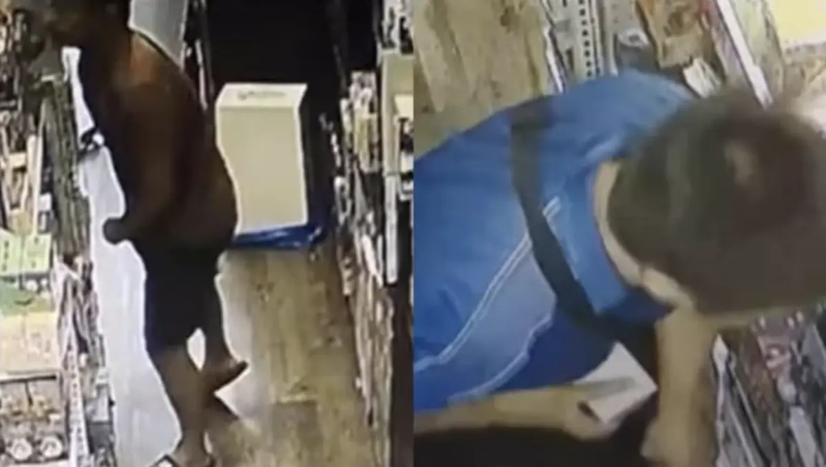 ▲男子被拍到至少三度進入店家行竊，且都是針對盲盒玩具Labubu公仔。（圖／翻攝自影片）