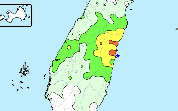 ▲今（25）日上午9時40分，花蓮縣近海發生芮氏規模5.1地震。（圖／中央氣象署）