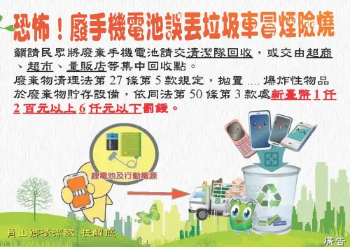 ▲過去就曾發生，有民眾將廢手機隨著垃圾丟棄，結果鋰電池經垃圾車壓縮磨擦後直接冒煙悶燒，險些釀成火災的事故。（圖／翻攝員山鄉公所）