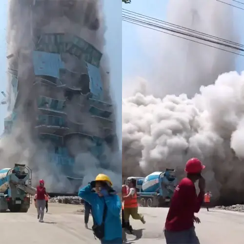 影／曼谷大樓遇強震瞬間倒塌！至少43工人生死未卜　恐怖影像曝光
