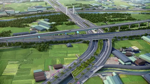 市政路延伸工程進度亮眼 第1標預計5月通車、第2標挑戰高鐵國道施工推進 ▲市政路模擬圖,運用國內最大的管冪工法,在不影響國道及高鐵正常運行的前提下成功突破路線交會(圖/市政府提供)