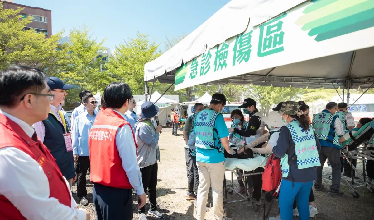 ▲總統府全社會防衛韌性委員會首場實地演練昨在台南登場，范世平認為，台灣最重要還是來自民間的社會力（圖／總統府提供）