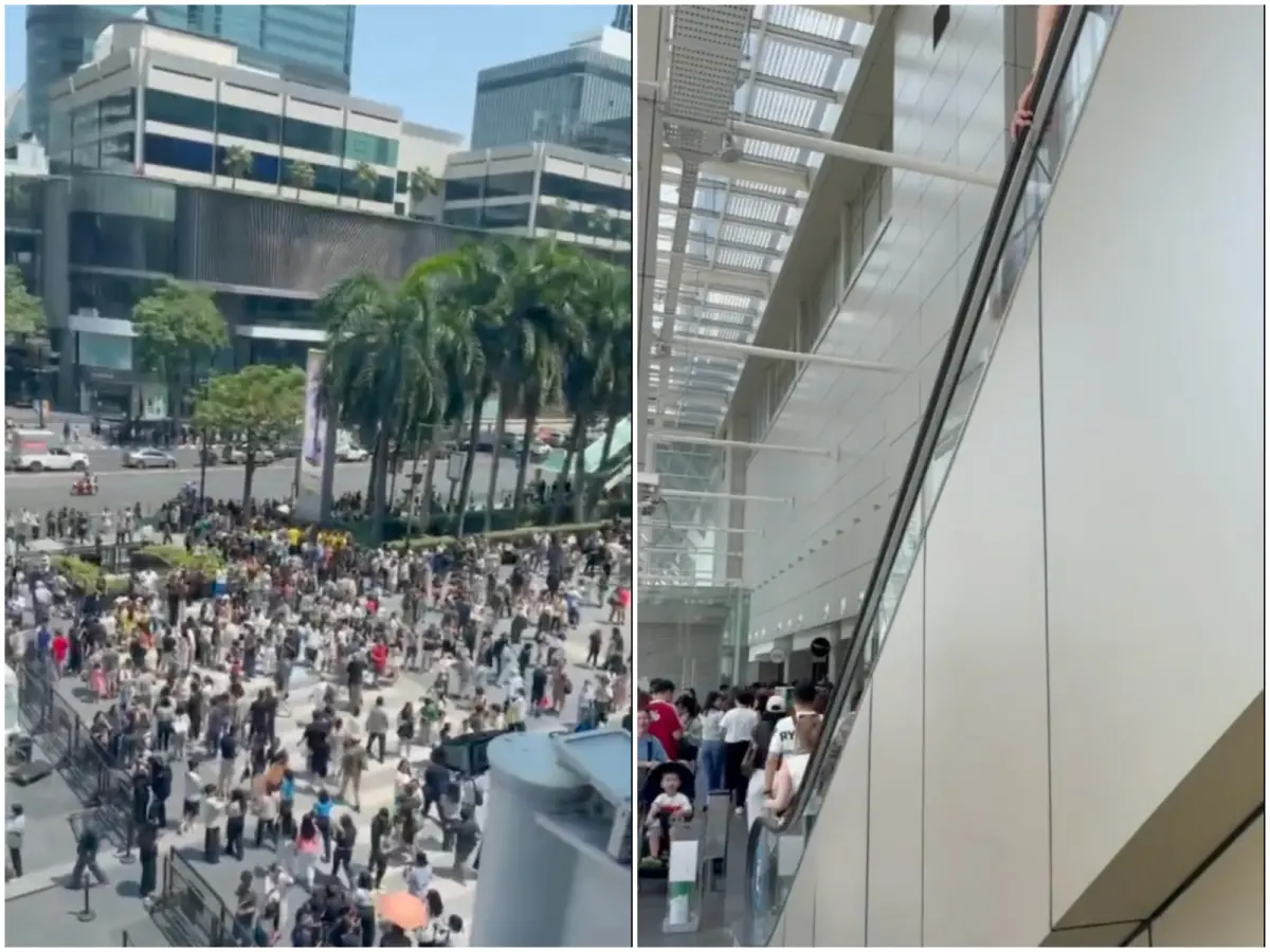 ▲緬甸28日發生強震，連鄰近的泰國都有感，一名嫁到泰國的台灣女子表示，大家嚇壞，只能用「落荒而逃」來形容。（圖／翻攝自Threads@sophylu01）