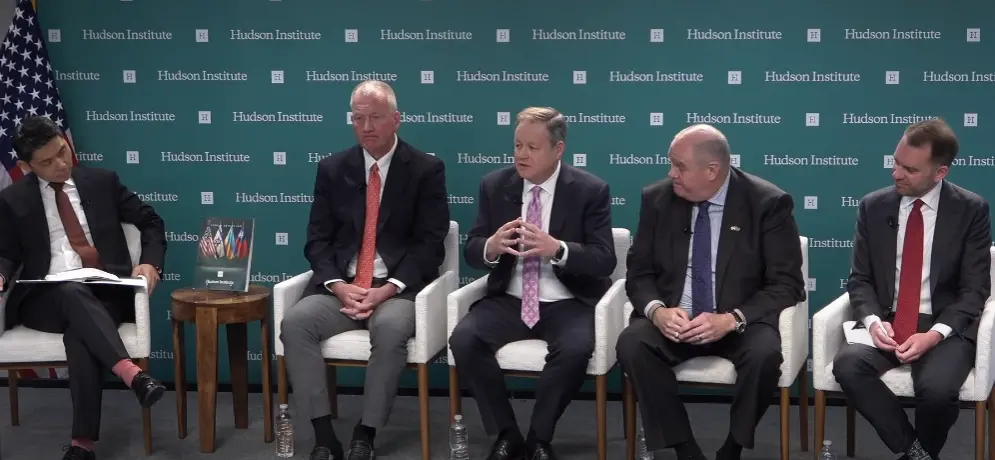 ▲「在川普政府下打造可持續且成功的半導體生態系」座談會是由美國「哈德遜研究所」主辦。（圖／截至哈德遜研究所Youtube）