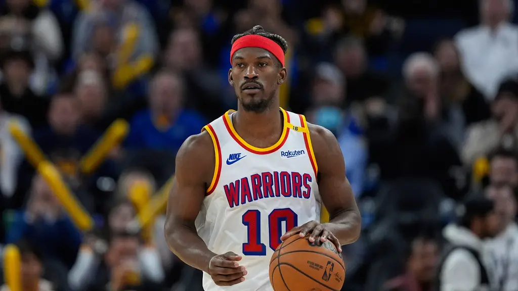 ▲儘管近期金州勇士打出高潮，外界仍對Jimmy Butler在進攻端的低迷表現感到憂心，這可能會影響球隊季後賽的競爭力。（圖／美聯社／達志影像）