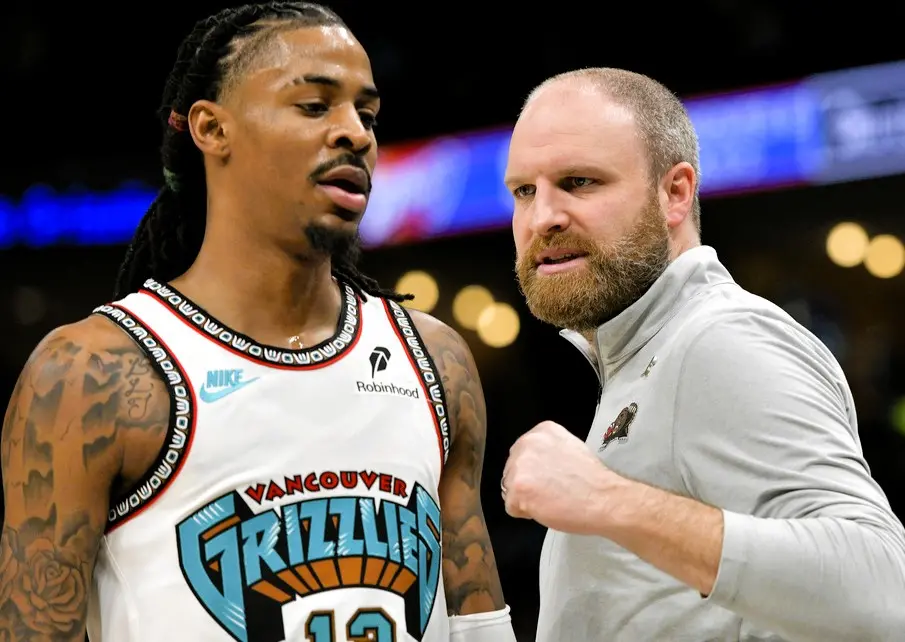 ▲Morant對Jenkins(右)進攻戰術不滿早有跡象，也成為灰熊換帥的主因。（圖／美聯社／達志影像）