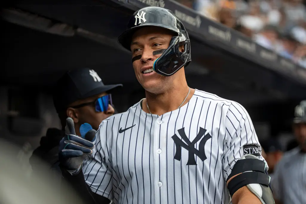 ▲紐約洋基球星「法官」Aaron Judge單場4打數4安打，累積12場生涯4安打比賽，將打擊率推高至驚人的.411。（圖／美聯社／達志影像）