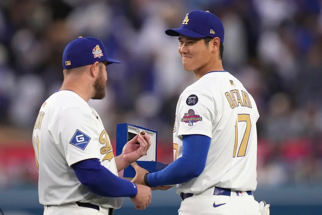 ▲大谷翔平限量1/1親簽「Logo Man」球員卡，於昨（30）日晚間拍賣結束，最終以結標價106.7萬美元（約合新台幣3540萬）售出，寫下大谷翔平球員卡最高價紀錄。（圖／美聯社／達志影像）