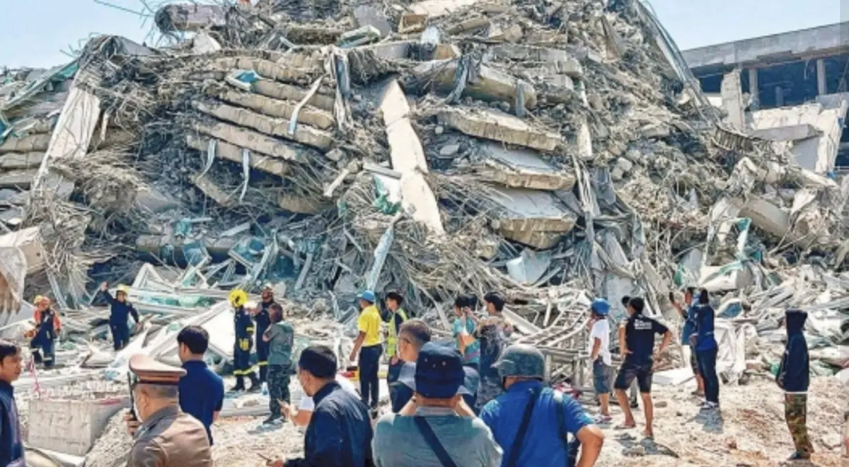 ▲中國企業承建的泰國曼谷審計大樓是緬甸大地震中唯一倒塌的興建中大樓，害死至少95人。（圖／路透／達志影像）