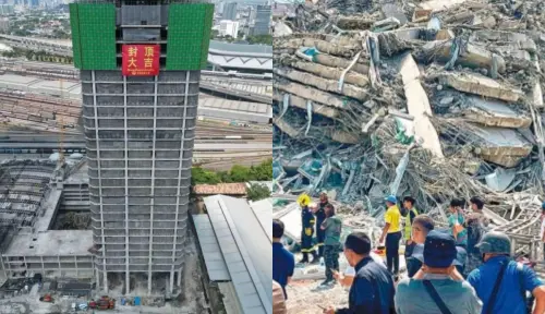 ▲緬甸地震讓千里之外中資審計大樓倒塌，財信傳媒董事長謝金河發文評論。（圖／路透／達志影像）